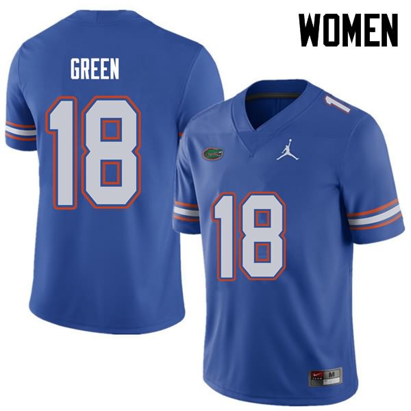 Women's NCAA Florida Gators Daquon Green #18 Stitched Authentic Jordan Brand Royal College Football Jersey KRM4065JT